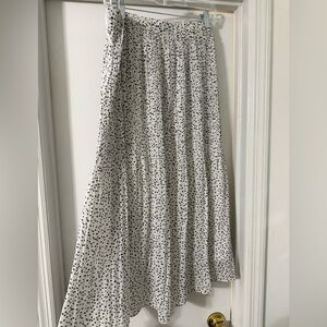 White & Black Polka Dot Pleated Skirt